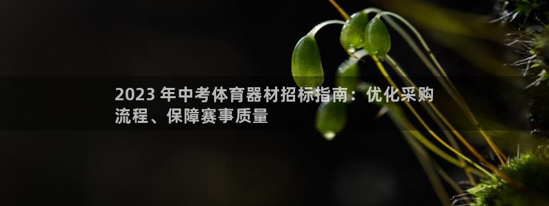 凯时平台app：2023 年中考体育器材招标指南：优
